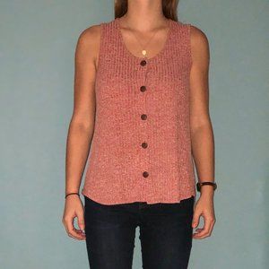 Ribbed Button Tank Top